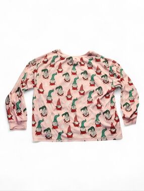 Holiday Time Pink Pajama Set with Red and Green Gnomes Print